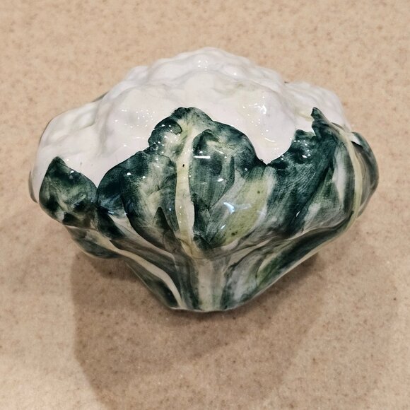 VINTAGE HANDPAINTED CERAMIC CAULIFLOWER MAJOLICA DECOR DISPLAY ART VIETRI ITALY - Picture 7 of 8